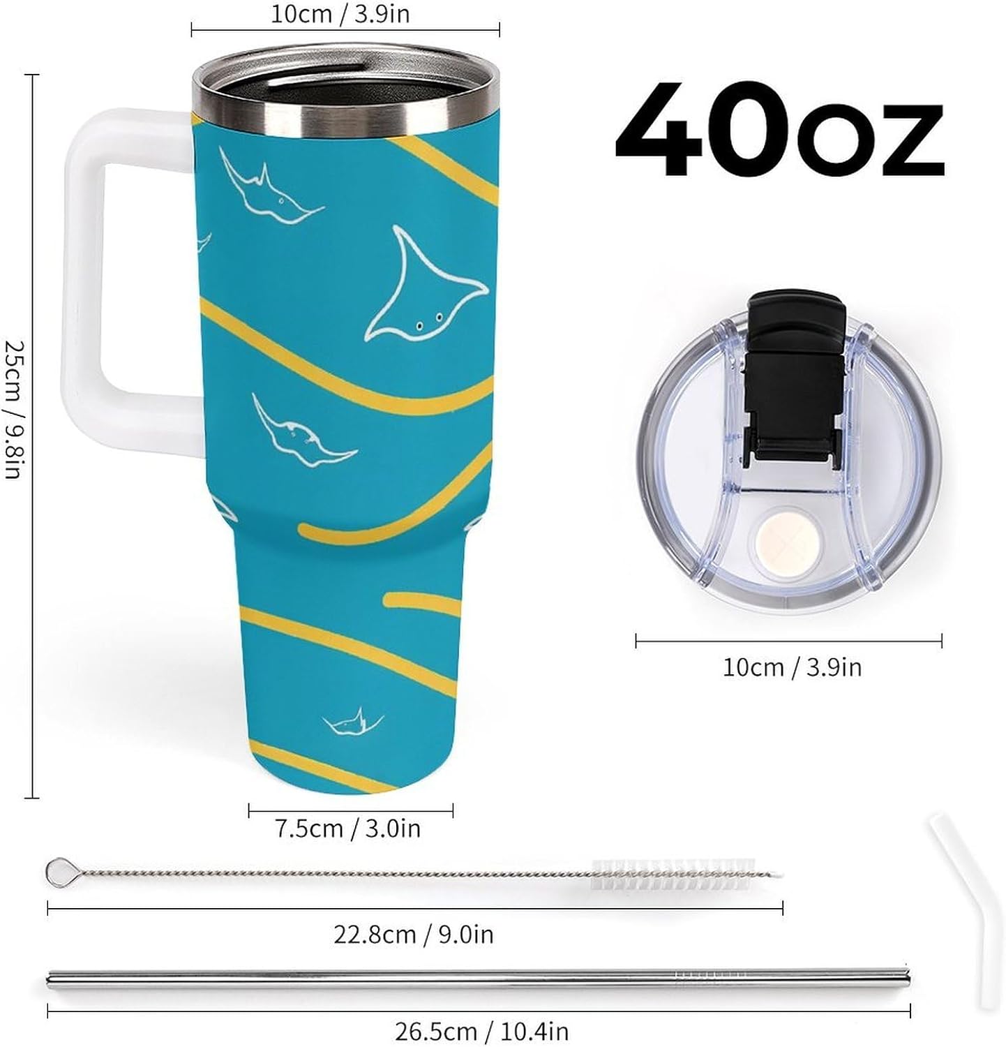 Leakproof Car Cup Vacuum Sealed With Lid For Office Crystal Clear Blue Water Ripple Print Drinkware Light Rose Red-style-5 - Colors E