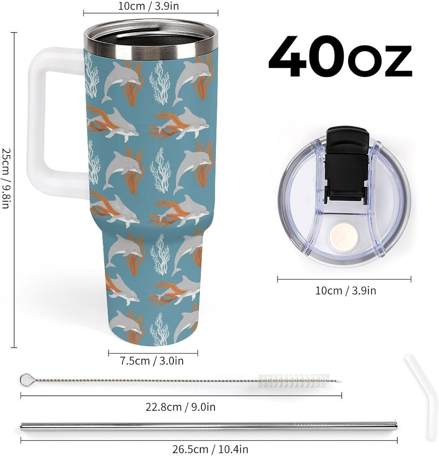 Leakproof Car Cup Vacuum Sealed With Lid For Office Crystal Clear Blue Water Ripple Print Drinkware Light Rose Red-style-5 - Colors E