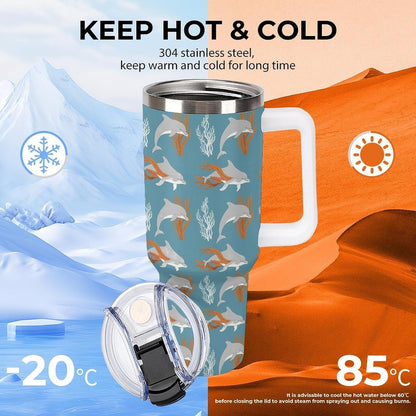 Leakproof Car Cup Vacuum Sealed With Lid For Office Crystal Clear Blue Water Ripple Print Drinkware Light Rose Red-style-5 - Colors E