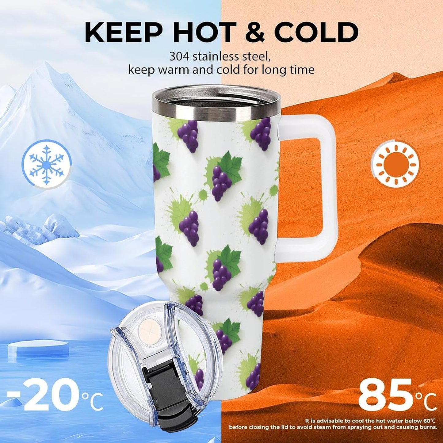 Leakproof Car Cup Vacuum Sealed With Lid For Office Crystal Clear Blue Water Ripple Print Drinkware Light Rose Red-style-5 - Colors E