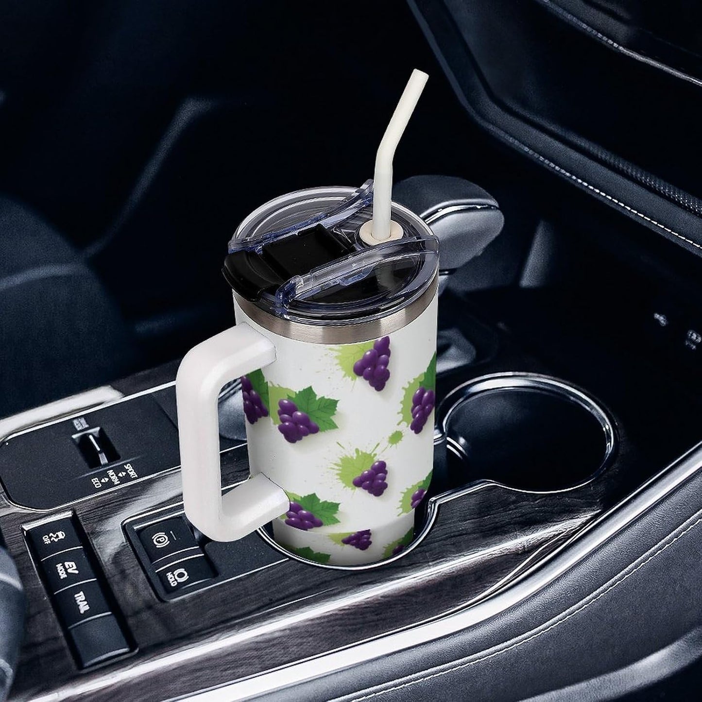 Leakproof Car Cup Vacuum Sealed With Lid For Office Crystal Clear Blue Water Ripple Print Drinkware Light Rose Red-style-5 - Colors E