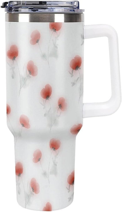 Leakproof Car Cup Vacuum Sealed With Lid For Office Crystal Clear Blue Water Ripple Print Drinkware Light Rose Red-style-5 - Colors E