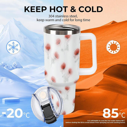 Leakproof Car Cup Vacuum Sealed With Lid For Office Crystal Clear Blue Water Ripple Print Drinkware Light Rose Red-style-5 - Colors E