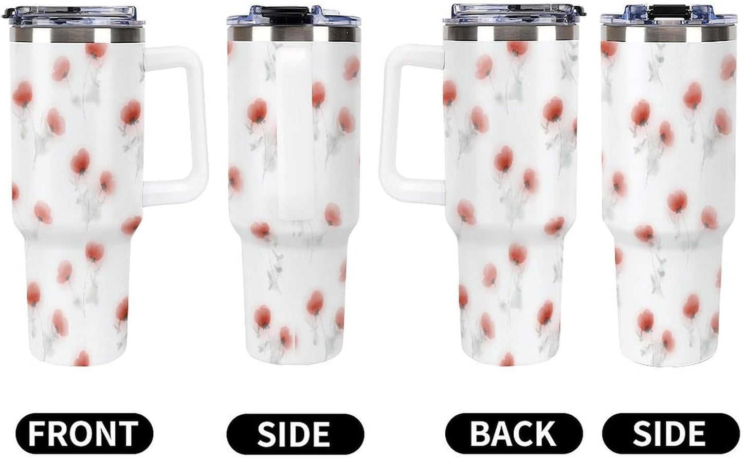 Leakproof Car Cup Vacuum Sealed With Lid For Office Crystal Clear Blue Water Ripple Print Drinkware Light Rose Red-style-5 - Colors E