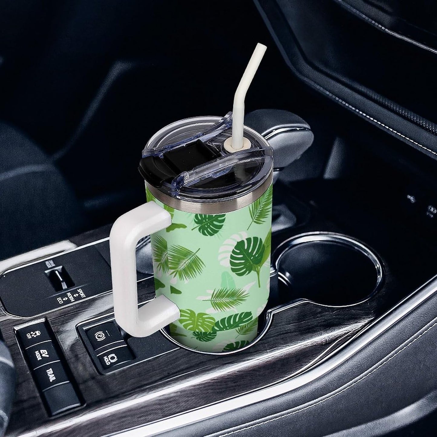 Leakproof Car Cup Vacuum Sealed With Lid For Office Crystal Clear Blue Water Ripple Print Drinkware Light Rose Red-style-5 - Colors E