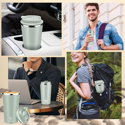 Insulated Travel Coffee Mug Reusable Coffee Tumbler Cup with Flip Lid Leak Proof Spill Proof for Office School Party Camping Hot and Cold Drink,Stainless Steel 17oz (Navy Blue)