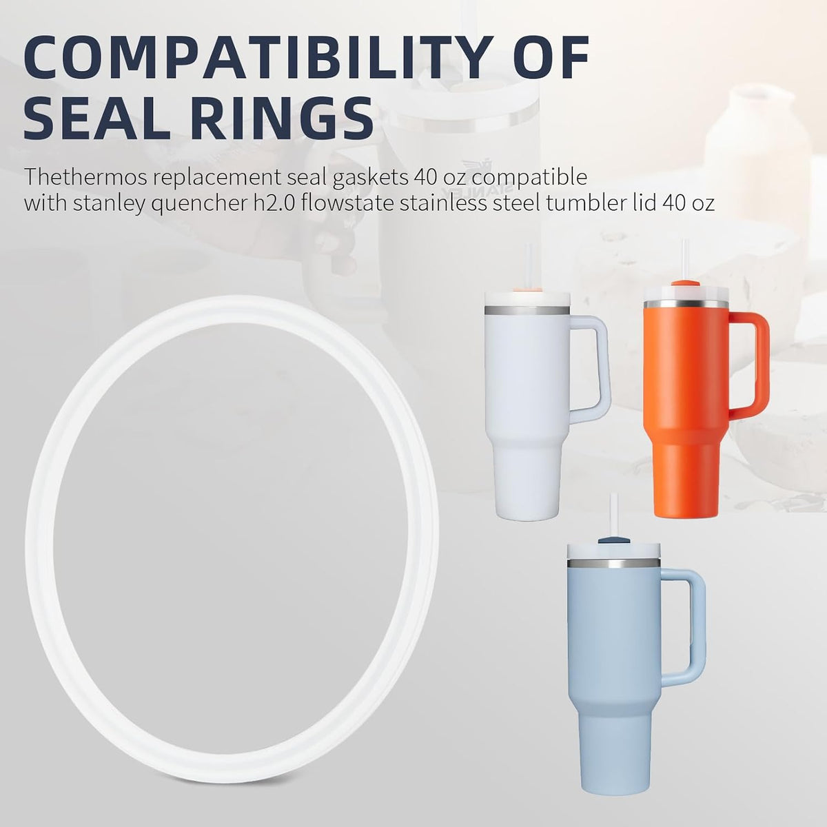 Cup Lid Seal Gasket Replacement Parts 40 oz for Thermos Lid Silicone Ring