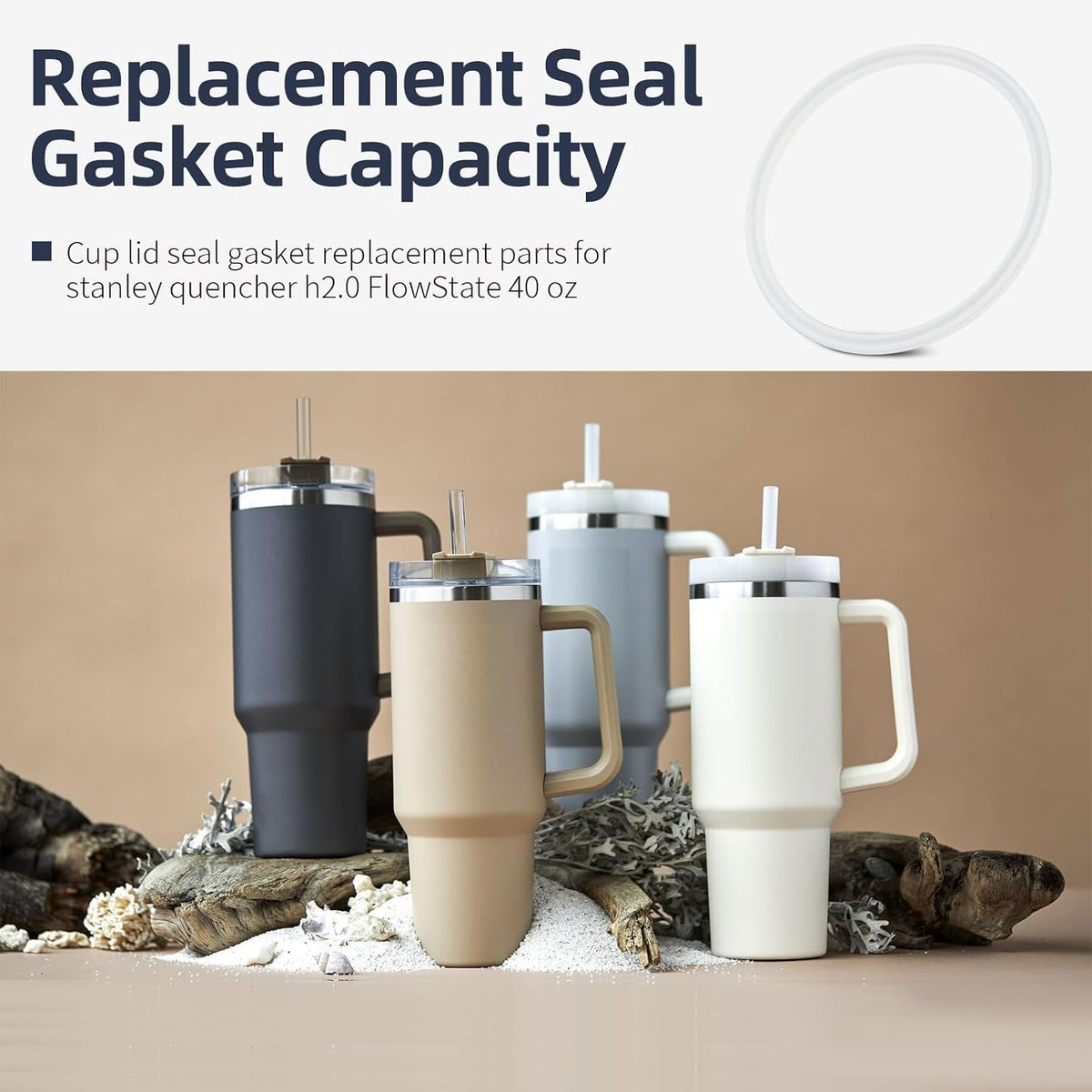Cup Lid Seal Gasket Replacement Parts 40 oz for Thermos Lid Silicone Ring