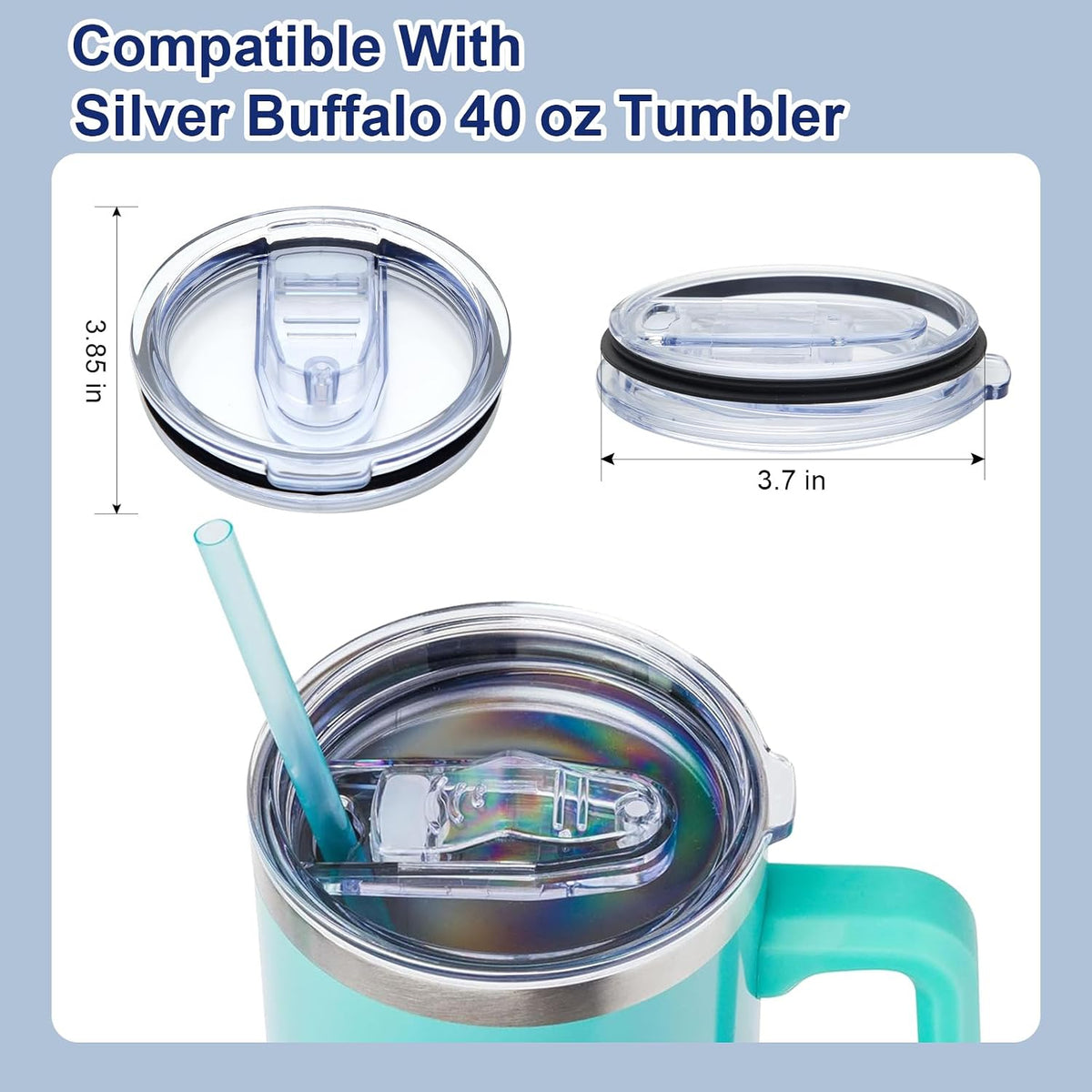 2Pcs 40 oz Tumbler Lid Replacement Compatible With Silver Buffalo, Accessories for Silver Buffalo Tumbler Cup, Bpa-Free, Reusable Replacement Lid