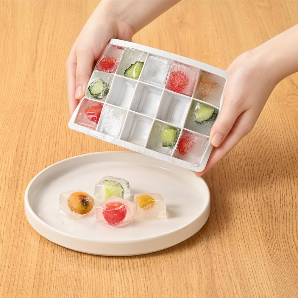 Ice Cube Tray, 3 Pack Silicone Ice Cube Molds, Ice Cube Trays, Silicone Ice Trays, Easier to Release, BPA Free for Alcohol/Coffee/Beverages (Pink, Light blue, Purple)