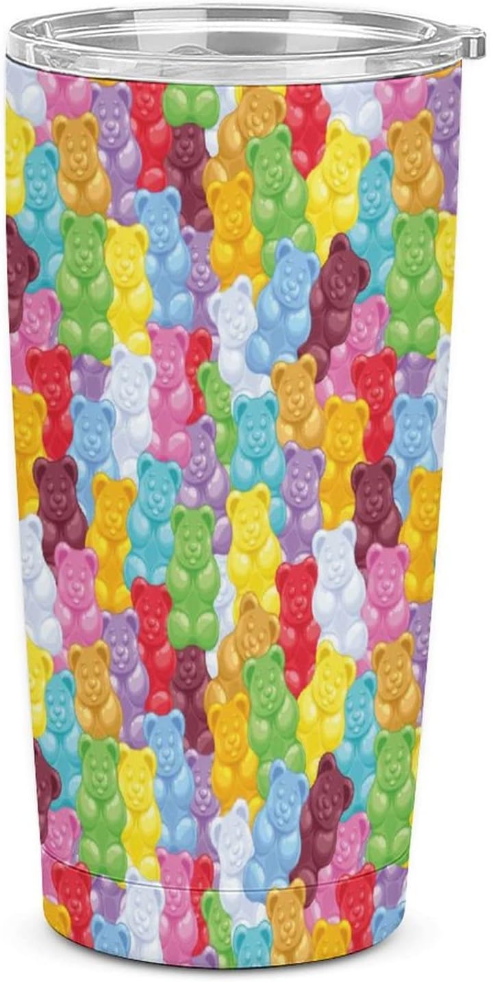 Gummy Bears Candies Insulated Car Tumbler Stainless Steel Travel Coffee Mug Tea Cup with Lid