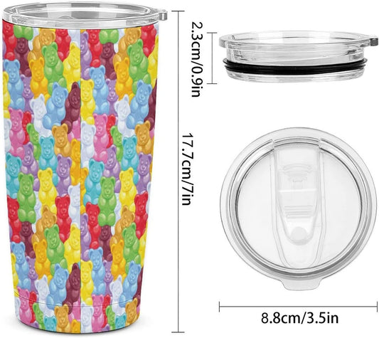 Gummy Bears Candies Insulated Car Tumbler Stainless Steel Travel Coffee Mug Tea Cup with Lid