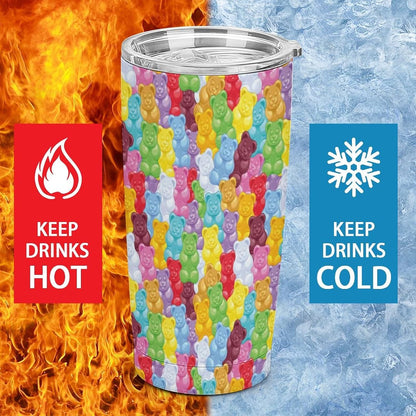 Gummy Bears Candies Insulated Car Tumbler Stainless Steel Travel Coffee Mug Tea Cup with Lid