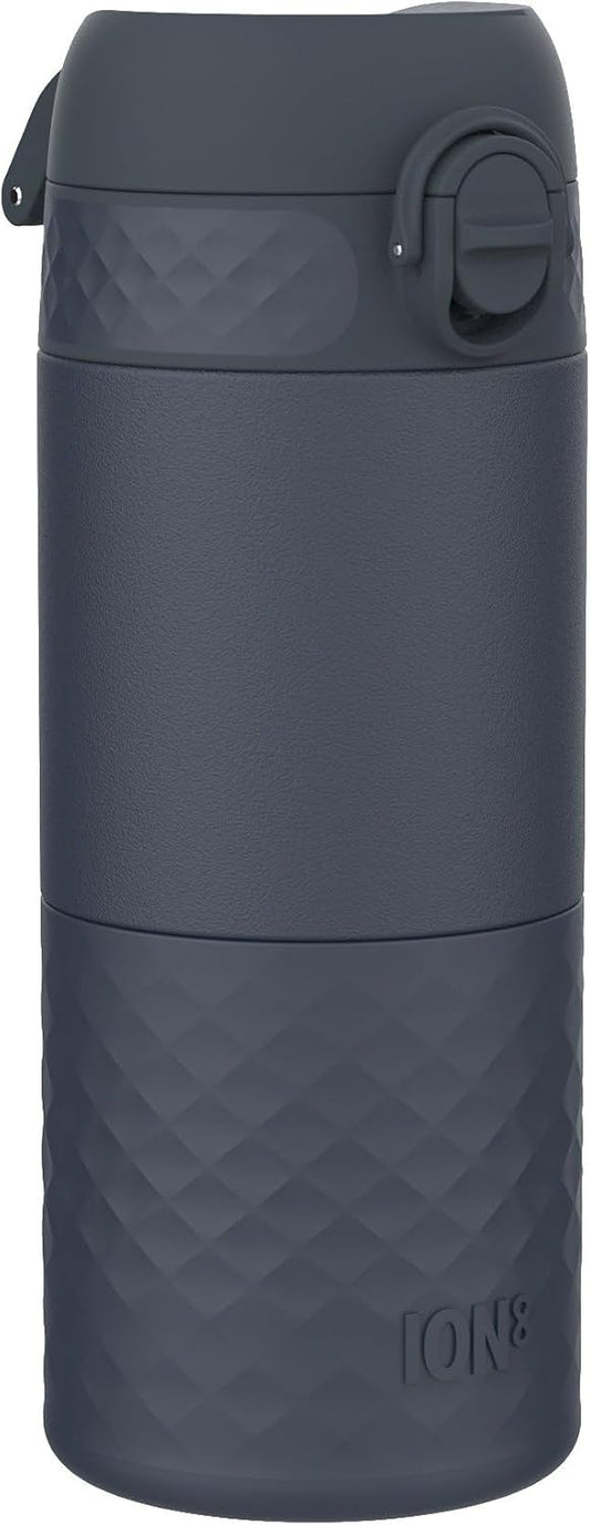 Insulated Travel Mug, 360 ml/12 oz, Leak Proof, Triple Lock Secure, Spill-Free in Transit, Hygienic Cover, Easy-to-Clean, Perfect On-The-Go, Black, Stainless Steel