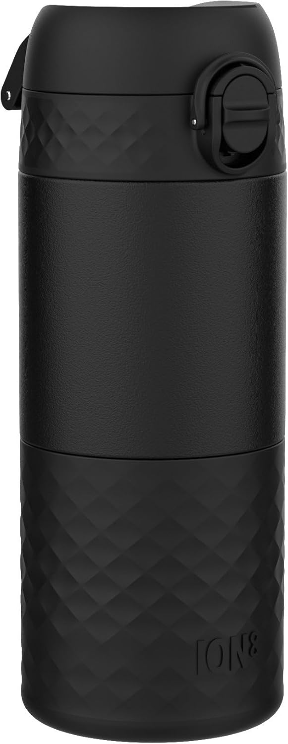 Insulated Travel Mug, 360 ml/12 oz, Leak Proof, Triple Lock Secure, Spill-Free in Transit, Hygienic Cover, Easy-to-Clean, Perfect On-The-Go, Black, Stainless Steel