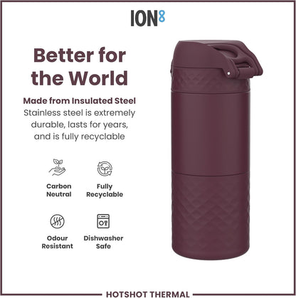 Insulated Travel Mug, 360 ml/12 oz, Leak Proof, Triple Lock Secure, Spill-Free in Transit, Hygienic Cover, Easy-to-Clean, Perfect On-The-Go, Black, Stainless Steel