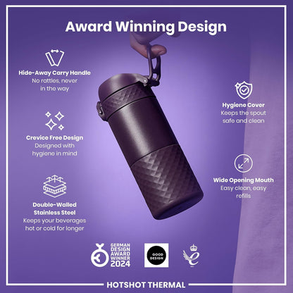 Insulated Travel Mug, 360 ml/12 oz, Leak Proof, Triple Lock Secure, Spill-Free in Transit, Hygienic Cover, Easy-to-Clean, Perfect On-The-Go, Black, Stainless Steel