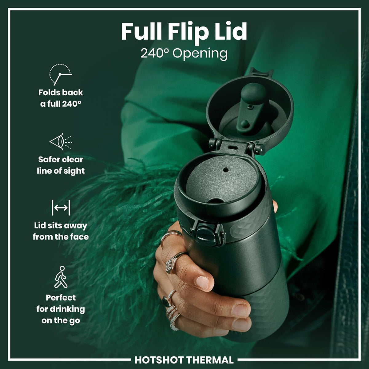 Insulated Travel Mug, 360 ml/12 oz, Leak Proof, Triple Lock Secure, Spill-Free in Transit, Hygienic Cover, Easy-to-Clean, Perfect On-The-Go, Black, Stainless Steel