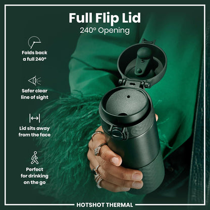 Insulated Travel Mug, 360 ml/12 oz, Leak Proof, Triple Lock Secure, Spill-Free in Transit, Hygienic Cover, Easy-to-Clean, Perfect On-The-Go, Black, Stainless Steel