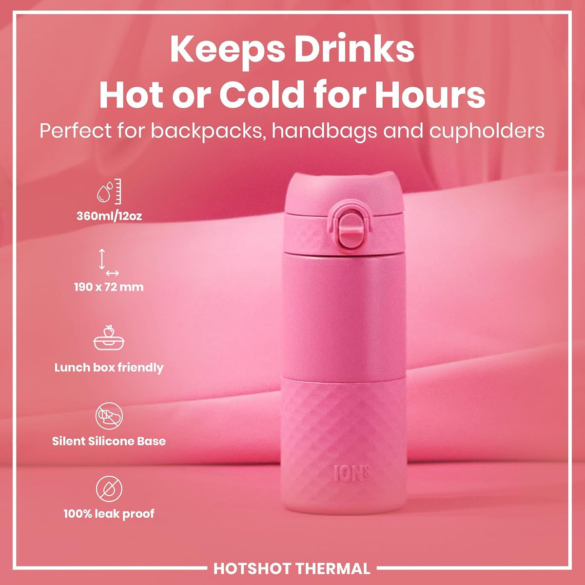 Insulated Travel Mug, 360 ml/12 oz, Leak Proof, Triple Lock Secure, Spill-Free in Transit, Hygienic Cover, Easy-to-Clean, Perfect On-The-Go, Black, Stainless Steel