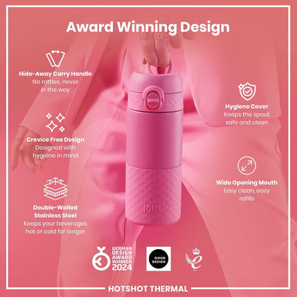 Insulated Travel Mug, 360 ml/12 oz, Leak Proof, Triple Lock Secure, Spill-Free in Transit, Hygienic Cover, Easy-to-Clean, Perfect On-The-Go, Black, Stainless Steel