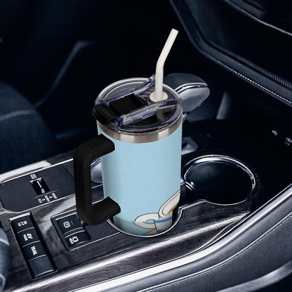 40oz Stainless Steel Cup with Handle And Straw Leak-proof Cup Colorful Dot Sprite for Car Cup Holders And Outdoor Travel