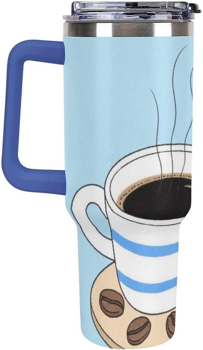 40oz Stainless Steel Cup with Handle And Straw Leak-proof Cup Colorful Dot Sprite for Car Cup Holders And Outdoor Travel