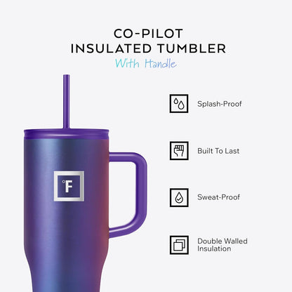 40 oz Co-Pilot Insulated Travel Mug | Insulated Travel Mug with Straw & Flip Cap Lids - Cup Holder Fit, Leakproof, BPA Free, Protective Boot (Desert Oasis)