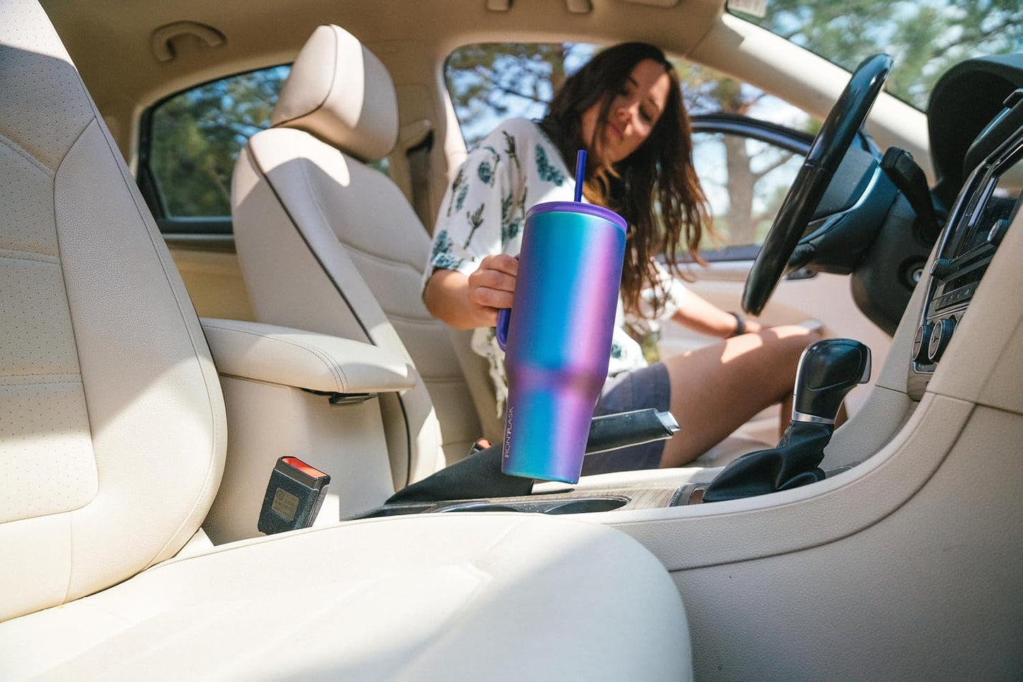 40 oz Co-Pilot Insulated Travel Mug | Insulated Travel Mug with Straw & Flip Cap Lids - Cup Holder Fit, Leakproof, BPA Free, Protective Boot (Desert Oasis)