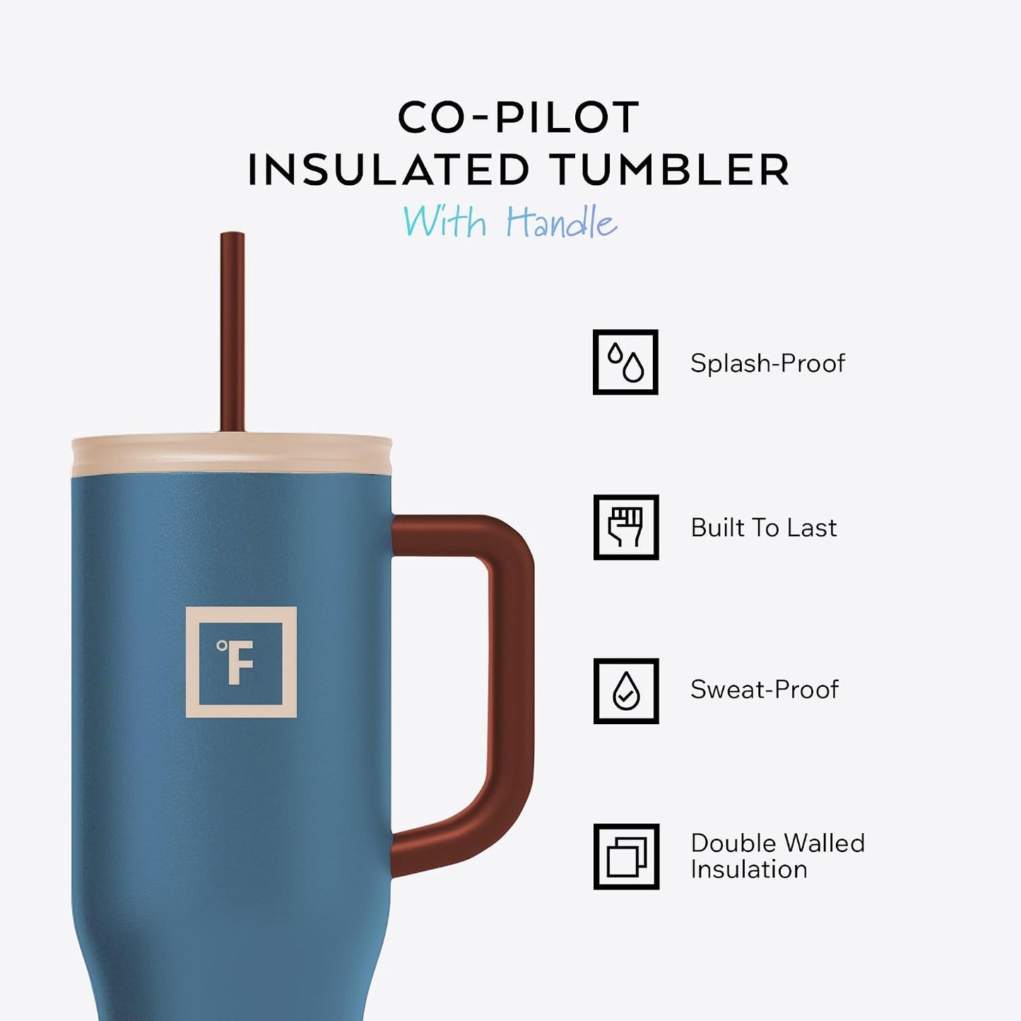 40 oz Co-Pilot Insulated Travel Mug | Insulated Travel Mug with Straw & Flip Cap Lids - Cup Holder Fit, Leakproof, BPA Free, Protective Boot (Desert Oasis)