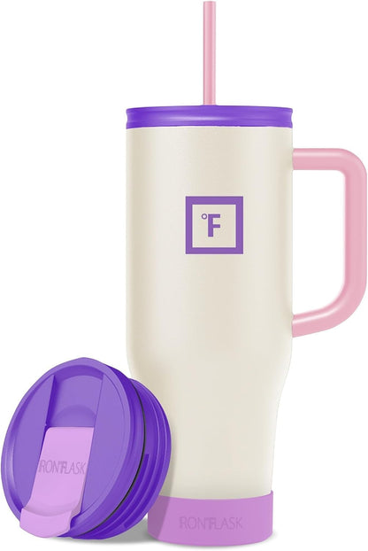 40 oz Co-Pilot Insulated Travel Mug | Insulated Travel Mug with Straw & Flip Cap Lids - Cup Holder Fit, Leakproof, BPA Free, Protective Boot (Desert Oasis)