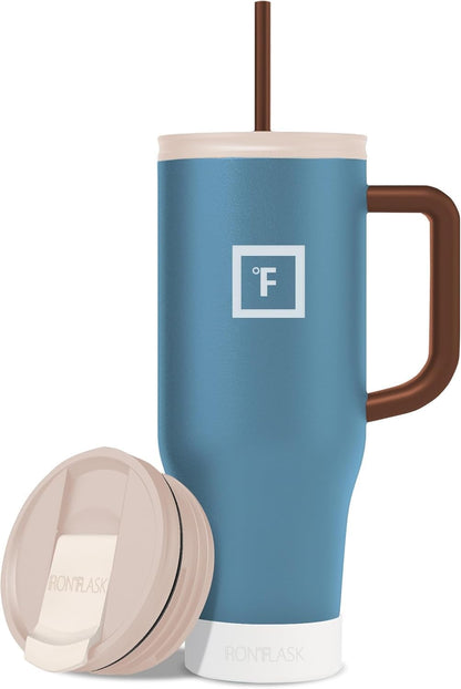 40 oz Co-Pilot Insulated Travel Mug | Insulated Travel Mug with Straw & Flip Cap Lids - Cup Holder Fit, Leakproof, BPA Free, Protective Boot (Desert Oasis)
