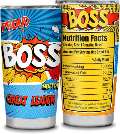 Bosses Day Gifts for Women Men,Boss Gifts for Women,Funny Boss Appreciation Gift for Women,Going Away Gift for Her Him 20oz Stainless Steel Tumbler
