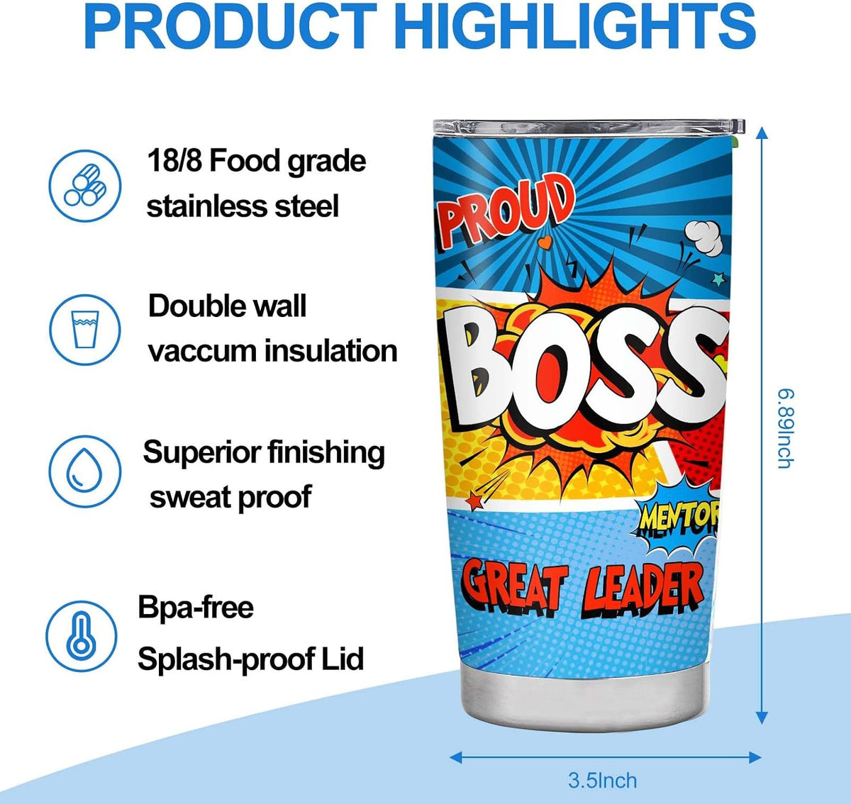 Bosses Day Gifts for Women Men,Boss Gifts for Women,Funny Boss Appreciation Gift for Women,Going Away Gift for Her Him 20oz Stainless Steel Tumbler