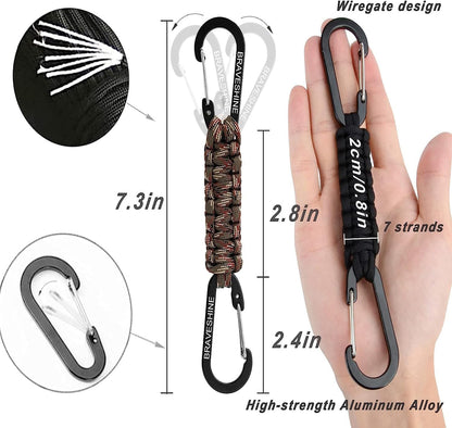 Paracord Keychain Carabiner Clip | D Ring Hanger Lanyard Hook
