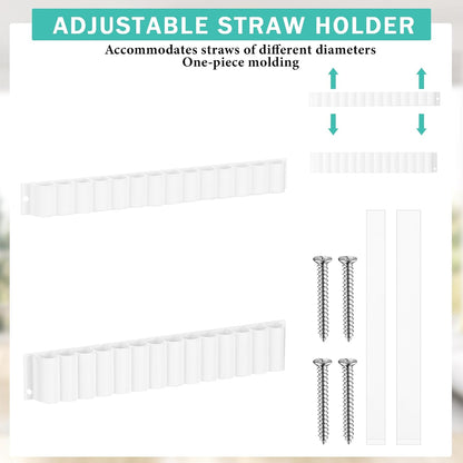 Straw Holder for Cabinet Reusable Straw Organizer, White, Classic