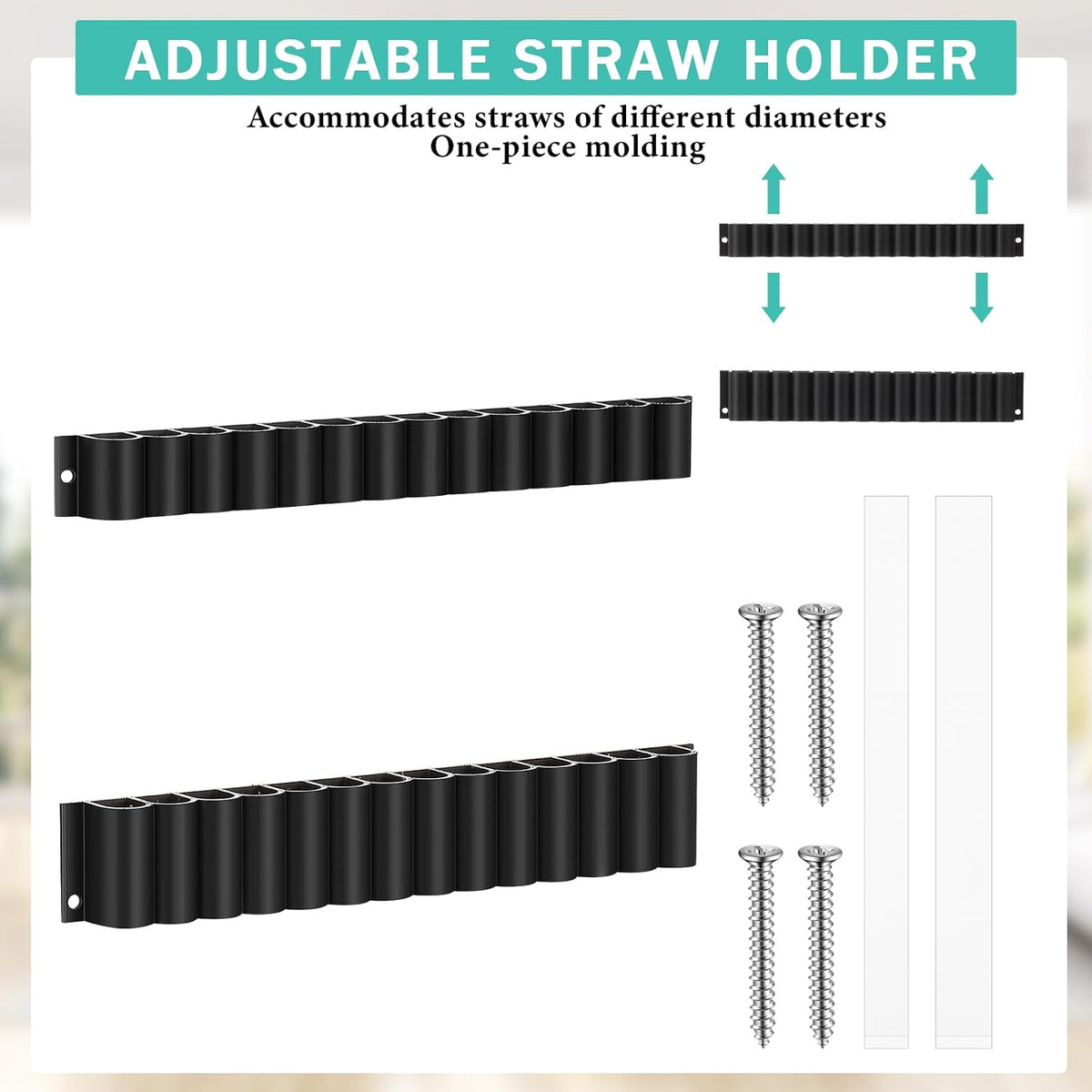 Straw Holder for Cabinet Reusable Straw Organizer, White, Classic