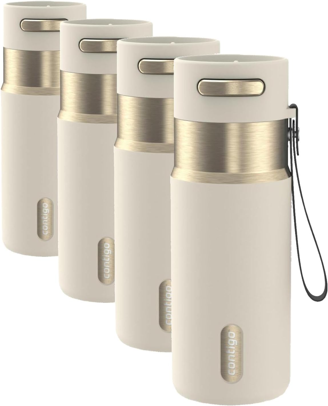 AutoSeal 24 oz Stainless Steel Vacuum-Insulated Water Bottle with Leakproof Push-Button Spout & Lock, Carry Strap, BPA-Free & Lead-Free, Dishwasher Safe