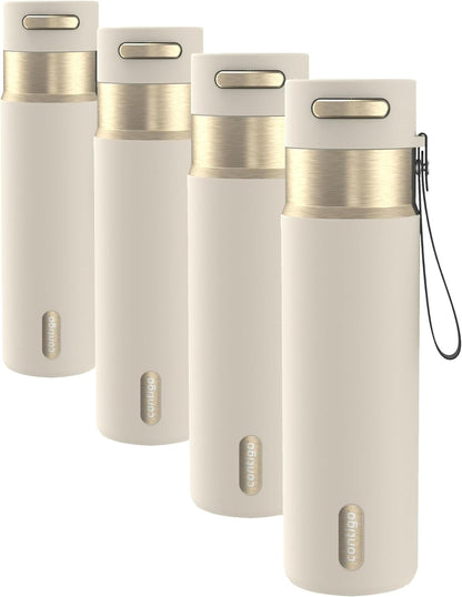 AutoSeal 24 oz Stainless Steel Vacuum-Insulated Water Bottle with Leakproof Push-Button Spout & Lock, Carry Strap, BPA-Free & Lead-Free, Dishwasher Safe