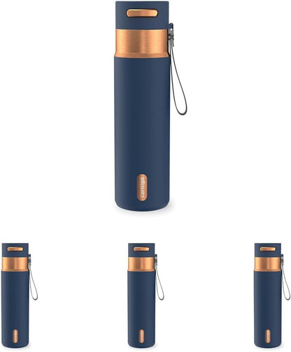 AutoSeal 24 oz Stainless Steel Vacuum-Insulated Water Bottle with Leakproof Push-Button Spout & Lock, Carry Strap, BPA-Free & Lead-Free, Dishwasher Safe
