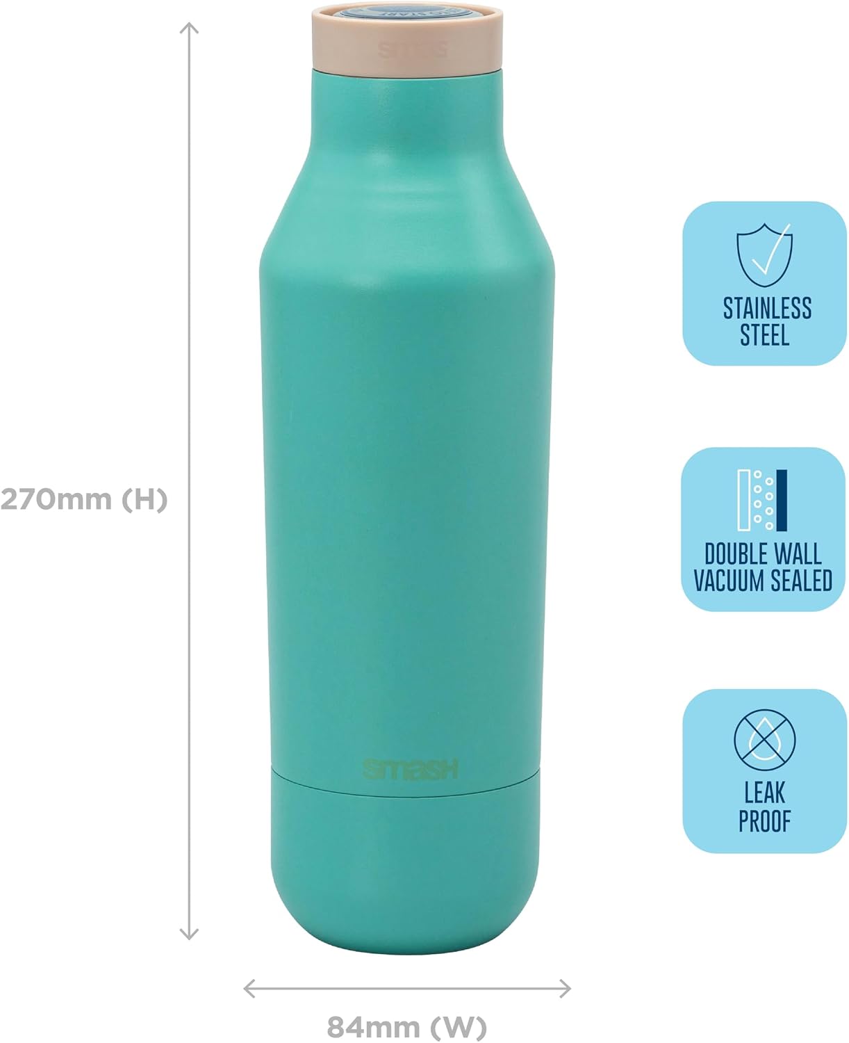 360° Edge Stainless Steel Insulated Water Bottle – Double Wall, Leak Proof, One-Touch Screw Top Lid, 360° Drinking Edge, Green