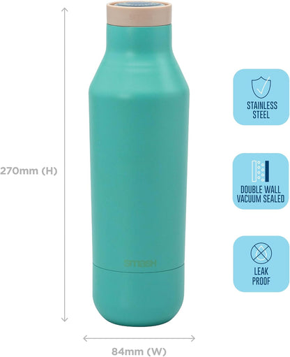 360° Edge Stainless Steel Insulated Water Bottle – Double Wall, Leak Proof, One-Touch Screw Top Lid, 360° Drinking Edge, Green