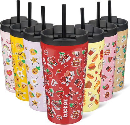 22 oz Coffee Tumbler with Straw, Insulated Stainless Steel Cup | Double Wall Vacuum, Leak Proof Lid, Keeps Hot/Cold/Iced, BPA Free, Cupholder Friendly, Travel, Yummy