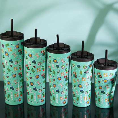 22 oz Coffee Tumbler with Straw, Insulated Stainless Steel Cup | Double Wall Vacuum, Leak Proof Lid, Keeps Hot/Cold/Iced, BPA Free, Cupholder Friendly, Travel, Yummy