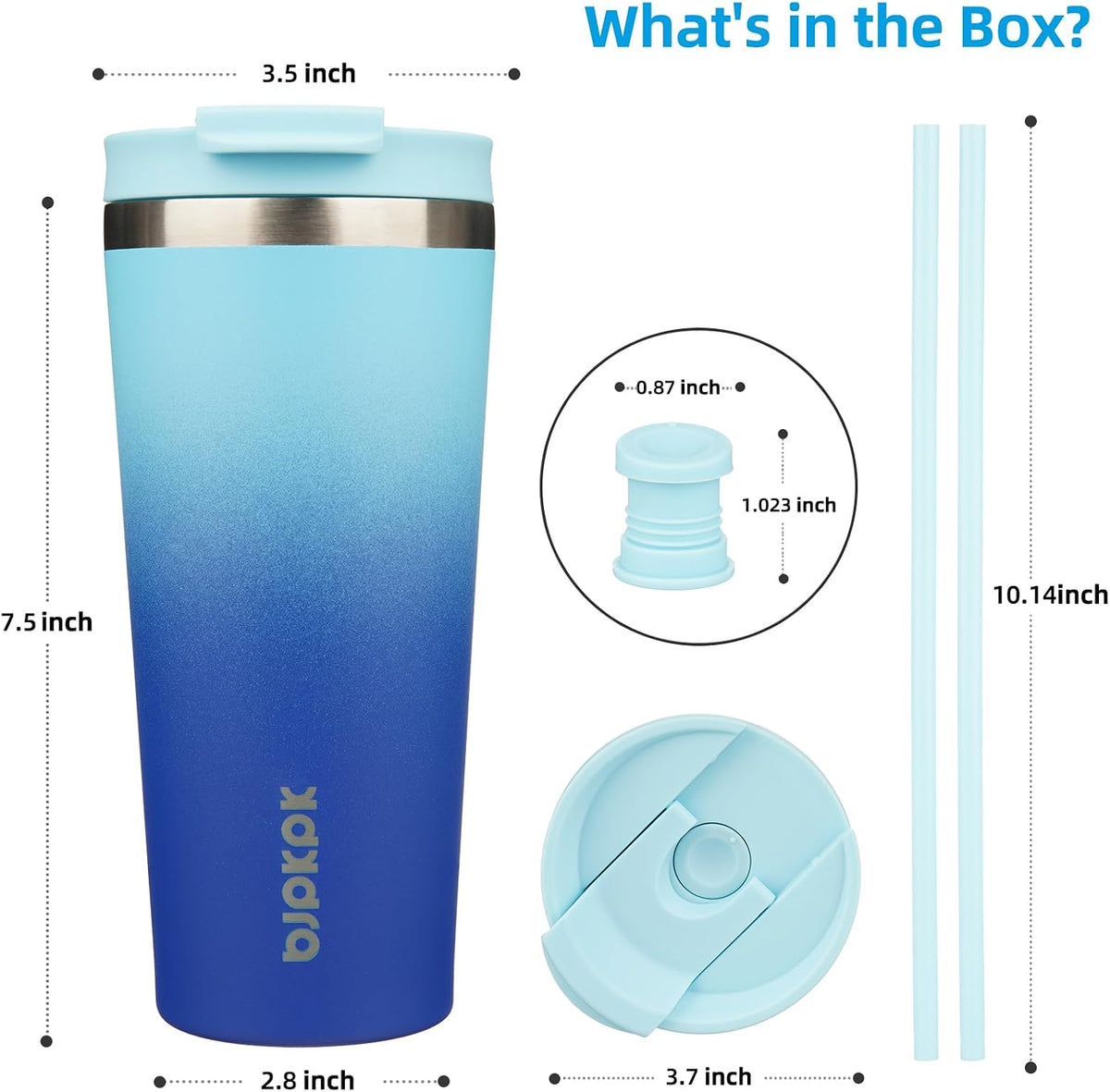 22 oz Coffee Tumbler with Straw, Insulated Stainless Steel Cup | Double Wall Vacuum, Leak Proof Lid, Keeps Hot/Cold/Iced, BPA Free, Cupholder Friendly, Travel, Yummy
