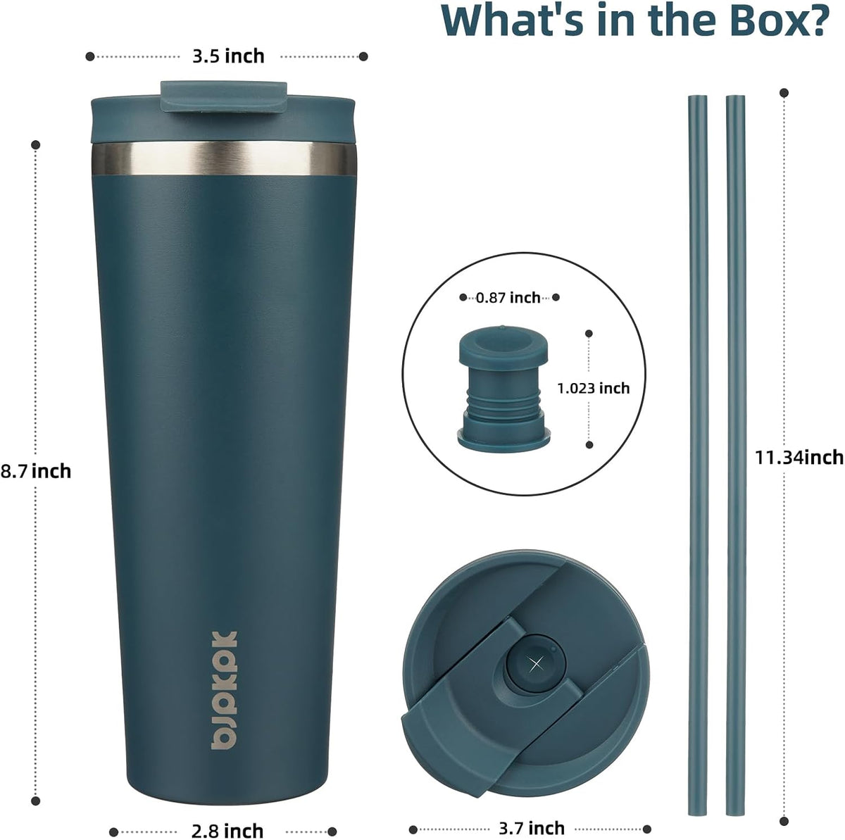 22 oz Coffee Tumbler with Straw, Insulated Stainless Steel Cup | Double Wall Vacuum, Leak Proof Lid, Keeps Hot/Cold/Iced, BPA Free, Cupholder Friendly, Travel, Yummy