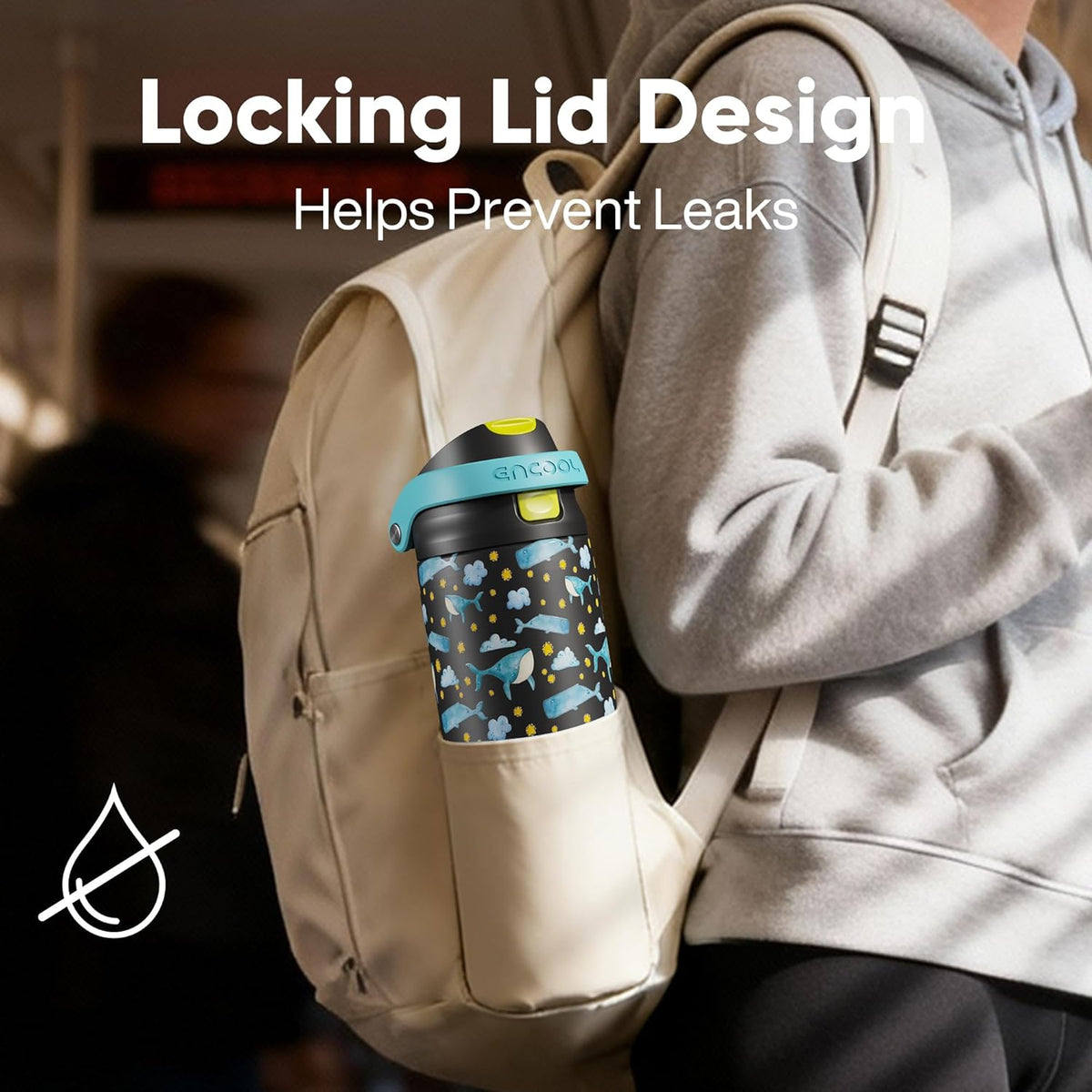 Leakproof Insulated Water Bottle with Straw Dual-Sip Water Bottle Bag-Safe Design for Work, Commute & Gym – Keeps Drinks Cold All Day, 24 oz, Clay Grey - Colors B
