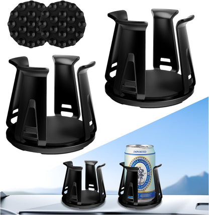 2PCS Car Cup Holder Inserts,2-in-1 Self-Adhesive & Suction Cup Car Cupholder Insert with Adaptive Clamping Arms,Universal Cups Holder Expander for Most Cars/Trucks/SUVs