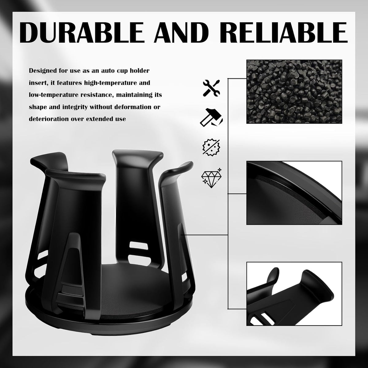 2PCS Car Cup Holder Inserts,2-in-1 Self-Adhesive & Suction Cup Car Cupholder Insert with Adaptive Clamping Arms,Universal Cups Holder Expander for Most Cars/Trucks/SUVs