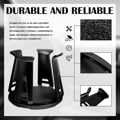 2PCS Car Cup Holder Inserts,2-in-1 Self-Adhesive & Suction Cup Car Cupholder Insert with Adaptive Clamping Arms,Universal Cups Holder Expander for Most Cars/Trucks/SUVs